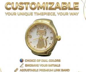 Montre Bague Tendance pour Femme, Luxe, Quartz Analogique, Cadran Rond, Plaqué Or, Réglable, Élastique, Vente en Gros - Product Image 2