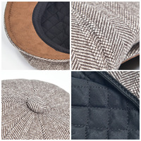 Béret tricoté en laine pour femmes, casquette unisexe, chapeau rétro en laine à visière, casquette de Newsboy, automne et hiver