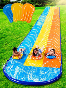 Toboggans aquatiques gonflables double parcours en PVC personnalisables et abordables pour enfants et adultes, pour piscine extérieure et jeux aquatiques résidentiels - Product Image 2