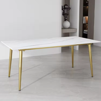 Meubles de salle à manger de style classique moderne Table à manger en marbre rectangle doré avec pieds en fer pour un usage domestique