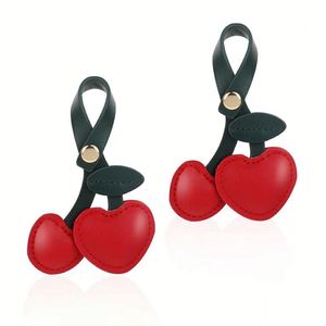 Cute Fruit <b>Keychain</b> Fashion Heart Cherry Charm Pendant Pu Leather Backpack Accessory - Product Image 3