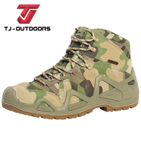 Chaussures de randonnée pour hommes, bottes tactiques imperméables, dessus en daim, semelle extérieure en caoutchouc, doublure en maille respirante, semelle intérieure confortable en EVA