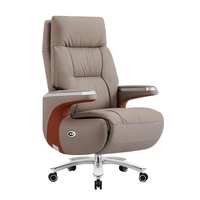 Fauteuil de bureau exécutif en cuir inclinable et confortable |   Design minimaliste moderne, réglage électrique sans fil, pivotant et roulant