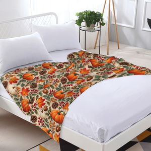 Manta de Invierno Grande para Sofá, Cama y Decoración del Hogar, con Diseño de Calabaza y Bolota, Suave, Cálida y con Logotipo Personalizado - Product Image 3
