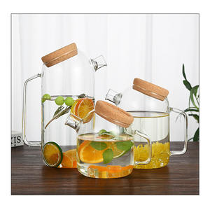 <span class=keywords><strong>Carafe</strong></span> à eau en verre borosilicaté Offres Spéciales 1200mL pichet à eau en verre résistant à la chaleur avec couvercle en liège - Product Image 2
