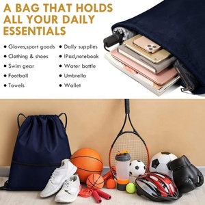 กระเป๋าเป้สะพายหลังแบบหูรูดทำจากโพลีเอสเตอร์กันน้ำเป็นมิตรกับสิ่งแวดล้อมโลโก้ออกแบบได้ตามต้องการ - Product Image 6