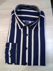 Camisasエレガンス長袖ブルーとホワイトストライプ男性スリムフィットシャツ - Product Image 6