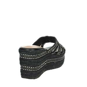 Ikaros Women's Wedge Slides Black P2540 Platform <b>Sandals</b> With Rhinestones - Product Image 3