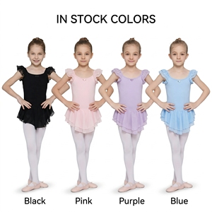 Vestido de Ballet con Mangas de Alas de Mariposa para Niñas, Tutú con Falda en Capas, Leotardo de Danza para Niñas, Falda de Malla Suave, Vestido de Práctica de Danza para Espectáculos - Product Image 3