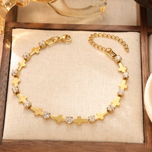 Vintage Gold Plated Chain Link Heart <b>Bracelet</b> Colorful CZ Trendy Wedding Jewelry Hypoallergenic Design Daily Wear Party Gifting - Product Image 2