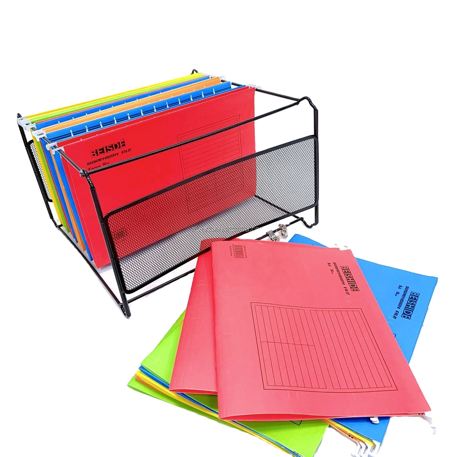 Hiziwimi A4 Suspension Files With Tabs And Inserts Hanging File Folders, Assorted Colors, 15 Count