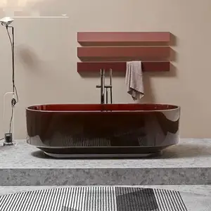 Bak mandi berdiri bebas Resin batu transparan kristal untuk resor