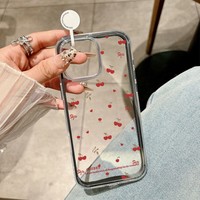 Coque de téléphone 3-en-1 transparente en TPU et acrylique avec nœud cerise couleur bonbon pour iPhone 17 Air 16 13 11 15 14 12 11 Pro Max