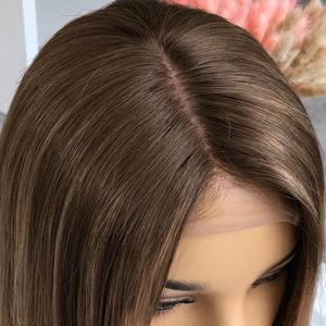 Perruque en dentelle de cheveux humains vierges de qualité supérieure, invisibles, avec nœuds, ligne de cheveux naturelle, couleur blonde méchée, lisses et soyeuses, perruques frontales en dentelle - Product Image 2