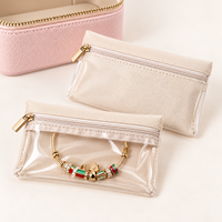 Sac à bijoux de voyage de haute qualité, intérieur en cortex, petits sacs séparés, boîte à boucles d'oreilles, boîte à collier, boîte à bagues, organisation de rangement, fermeture éclair