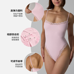 Americano minimalista <span class=keywords><strong>retro</strong></span> encaje empalme liguero onesie sexy transpirable desnudo hermosa espalda pequeña liguero mujeres - Product Image 4