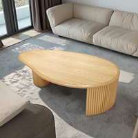 Table basse scandinave moderne en bois, table de salon nordique avec design en forme de galets