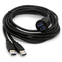 Câble d'extension double USB 3.0 mâle vers 2 ports femelle AUX à montage encastré avec charge rapide 5A, conducteurs en cuivre pur, blindage en feuille
