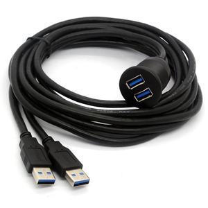 Cavo di <span class=keywords><strong>prolunga</strong></span> <span class=keywords><strong>USB</strong></span> 3.0 doppio maschio a <span class=keywords><strong>2</strong></span> porte femmina AUX da incasso con ricarica rapida 5A, conduttori in rame puro e schermatura a lamina - Product Image 2