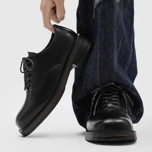 Nouveaux hommes <span class=keywords><strong>bottes</strong></span> de travail robustes bout carré à lacets noir chaussures de mode pour hommes 38-45 chaussures d'habillage formelles de haute qualité en gros - Product Image 2