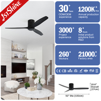 Ventilador de Techo Inteligente 1stshine de 52 Pulgadas, con Aspas de Madera Sólida, Control Remoto, Diseño Moderno y Profesional para el Hogar Inteligente