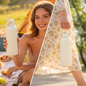 Термос для воды 500 мл с резиновым покрытием, из переработанной стали 18/8, без БФА, герметичный, с функциональной крышкой - Product Image 6