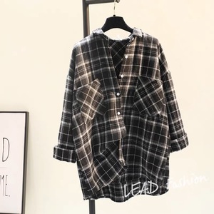 C230213 Casual Lange Shirt Jas Geruit Herfst Winter Kleding Wollen <span class=keywords><strong>Blouse</strong></span> Oversized Jas Voor Dames En Meisjes - Product Image 4