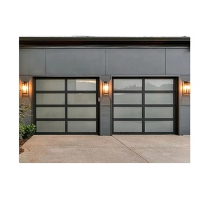 Porte de garage sectionnelle moderne en verre 2026, vue panoramique, 10x7, portes de garage pliantes coulissantes simples avec portillon piétonnier – <span class=keywords><strong>Prix</strong></span> - Product Image 3