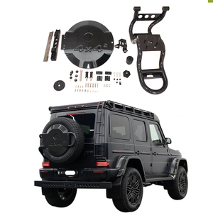 Portador de neumático de <span class=keywords><strong>repuesto</strong></span> 2019 + G63 <span class=keywords><strong>4x4</strong></span> para clase G W464 G500 G63 G550 <span class=keywords><strong>4X4</strong></span> cubierta de <span class=keywords><strong>rueda</strong></span> trasera de carbono seco cuadrado estante W463A cubierta de neumático Br - Product Image 1