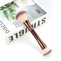 Pinceaux de maquillage multifonctionnels à double embout, fibres synthétiques de qualité supérieure, pinceaux professionnels pour fond de teint, poudre et contour, logo personnalisé