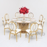 Ensemble de meubles chromés pour hôtels, salle à manger en or, tables et chaises de mariage de luxe pour fêtes VIP, vente en gros en usine