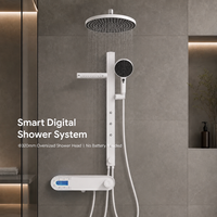Colonne de douche numérique moderne en laiton blanc, design touches de piano, système de douche mural pour salle de bain avec jets de massage corporel