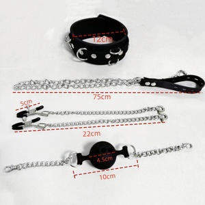 Набор для БДСМ: ошейник, зажимы для сосков, металлическая цепь, секс-игрушка для взрослых женщин и пар - Product Image 2