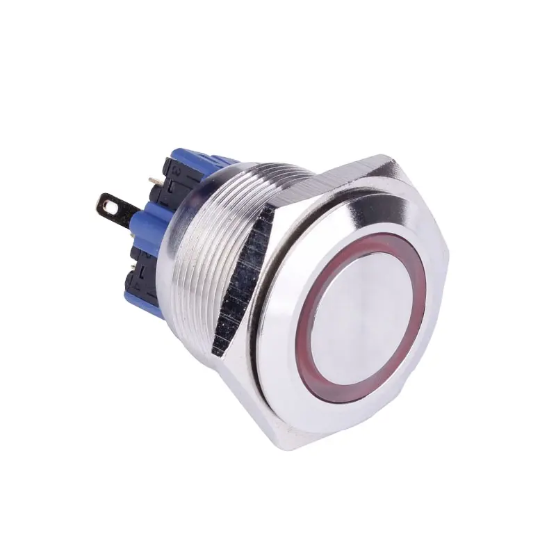 HABOO 25mm Waterproof Metal Push Button Switch LED Light Momentary Latching Car Engine Power Switch 5V 12V 24V 220V Red Blue