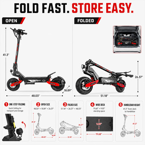 สกู๊ตเตอร์ไฟฟ้าพับได้ 48V 13Ah 18 ไมล์ 750W ล้อ 11 นิ้ว*2 ความเร็ว 28 ไมล์ต่อชั่วโมง สำหรับขับขี่ในชนบท - Product Image 2
