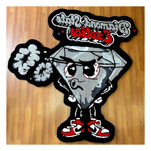Karpet Lantai Akrilik Berumbai Tangan Pola Kucing Ungu Desain Anime Ukuran Khusus dengan Logo Pribadi - Product Image 1