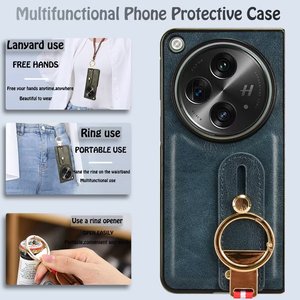Étui de protection multifonctionnel en cuir PU avec dragonne pour <span class=keywords><strong>Oppo</strong></span> Find N3/OnePlus Open – <span class=keywords><strong>Coque</strong></span> arrière en cuir - Product Image 5