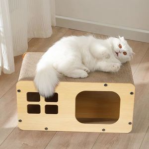 Cama y rascador para gatos de una pieza, rascador para gatos que no suelta pelusa, cartón corrugado grueso y ampliado - Product Image 1