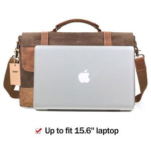 Bolso bandolera para hombre de fábrica BSCI, moderno, impermeable, informal, para computadora portátil, maletín, estilo vintage, retro, encerado, informal. - Product Image 4