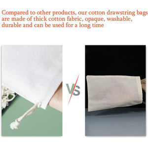 Custom Printing Logo <strong>Small</strong> <strong>Draw</strong> String Gift Bags White Cotton Canvas Muslin Drawstring Bags - Product Image 4