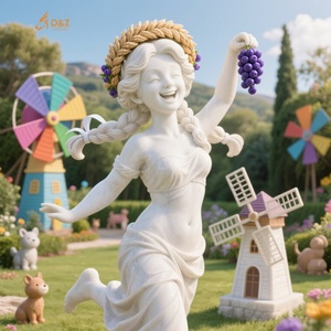 Personalizada ciudad jardín decoración Gran Piedra natural tallada GreekMyth Horae estatua tamaño real verano <span class=keywords><strong>Theros</strong></span> diosa escultura de mármol blanco - Product Image 3