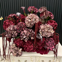 Rangkaian Bunga Artificial Real Touch Burgundy untuk Dekorasi Pernikahan