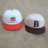 Aanpasbare retro corduroy katoenen flat brim cap groothandel 5-panel borduurlogo winter sport snapback pet voor jeugd outdoor