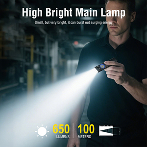 Asafee U8 <span class=keywords><strong>650lm</strong></span> EDC mini <span class=keywords><strong>LED</strong></span> Đèn pin IP67 không thấm nước Loại-C Sạc đèn pin nhỏ từ tính với trở lại clip Torch ánh sáng - Product Image 3