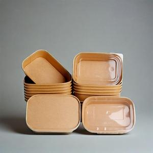High Quality Kraft Paper Salad <b>Bowl</b> <b>With</b> <b>Lid</b> Food Container Square Paper <b>Bowl</b> for <b>Serving</b> and Storage - Product Image 2