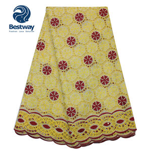 Bestway swiss Tissu <span class=keywords><strong>sec</strong></span> en dentelle brodée en voile de coton pour robe - Product Image 6