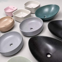 Lavabo en céramique émaillée Kidoir, finition texturée multicolore, ovale, rond, rectangulaire, à poser sur comptoir, vente en gros OEM