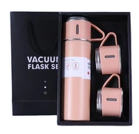 Coffret cadeau de Noël à bas prix : 3 thermos isothermes en acier inoxydable pour café, thé et eau, pour les voyages en plein air, avec 2 tasses