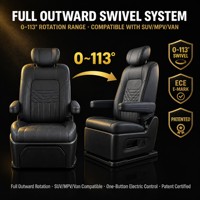 Asiento Giratorio y Elevador de Cuero PU para Autobús o Minibús Tengyun S5B, para Personas Mayores y con Discapacidad, Negro/Blanco