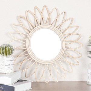 Nordic Style Woven Rattan <b>Mirror</b> Round <b>Wall</b> Mounted <b>Silver</b> Lens Decorative Hanging <b>Mirror</b> For Bedroom Hotel Homestay - Product Image 3